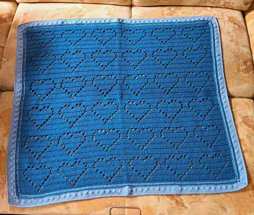 Babydecke gehäkelt blau - gehäkelt,