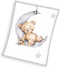 Teddy im Mond Flauschdecke