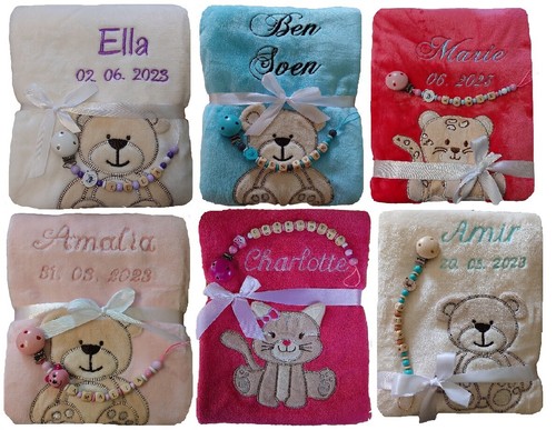 Babydecke mit namen bestickt - bestickt, +